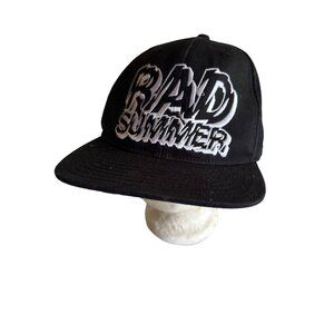 NWT Rad Summer Black White Embroidered Hat Cap Adjustable